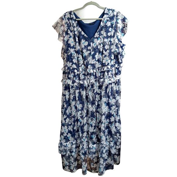 LANE BRYANT Midi Dress Plus 26/28 4X Flowy Floral Ruffle Romantic Cottage Artsy - Picture 11 of 12